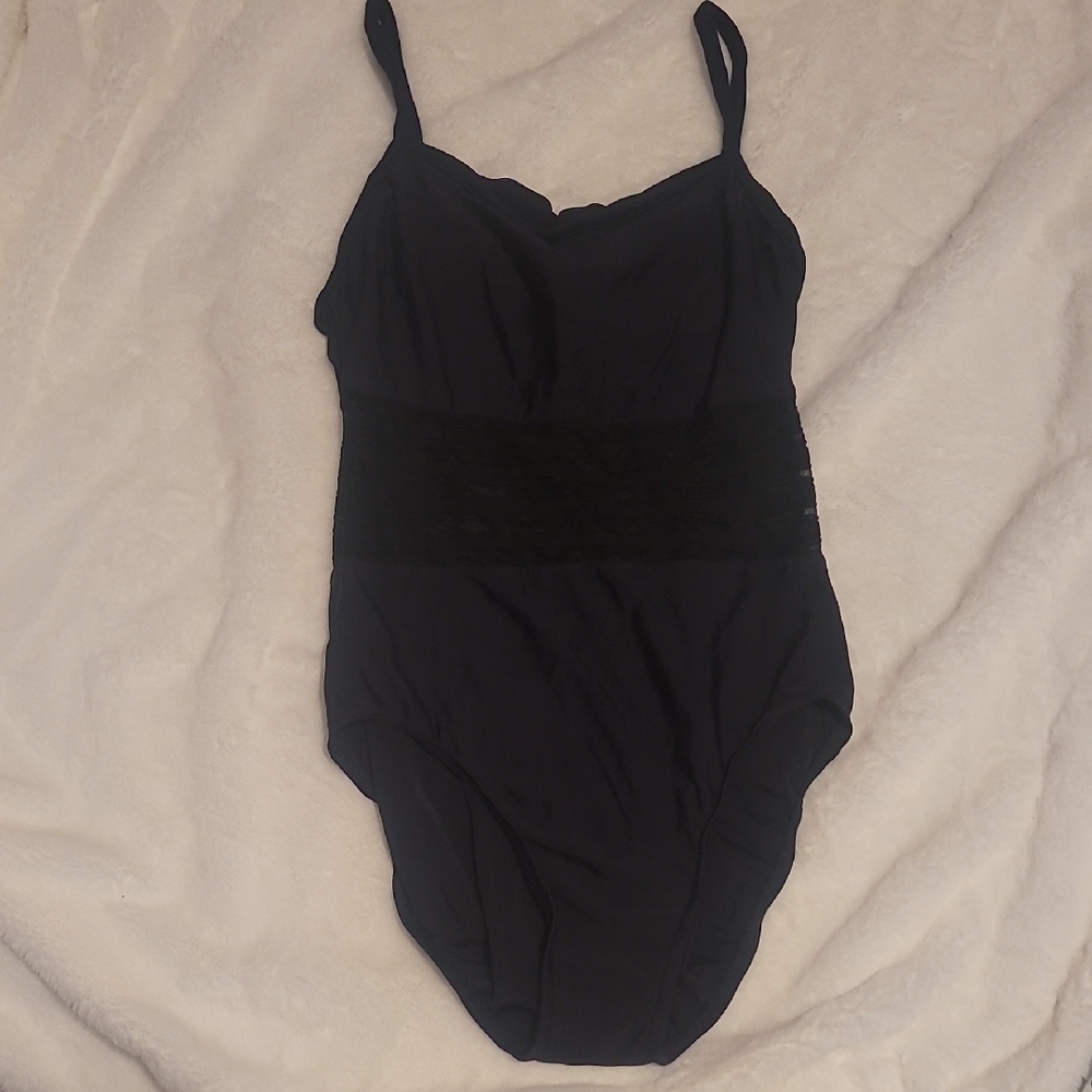 Jantzen Black Swimsuit with Red and Blue Logo
